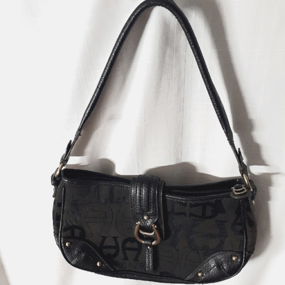 Vintage Etienne AignerJacquard Logo Canvas Structured Shoulderbag - Picture 3 of 7
